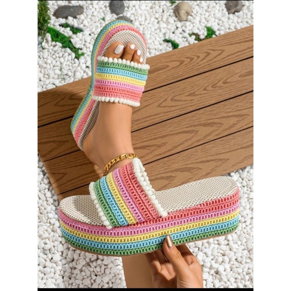 SHEIN Shoes - Colorful Striped Women's Platform Sandals